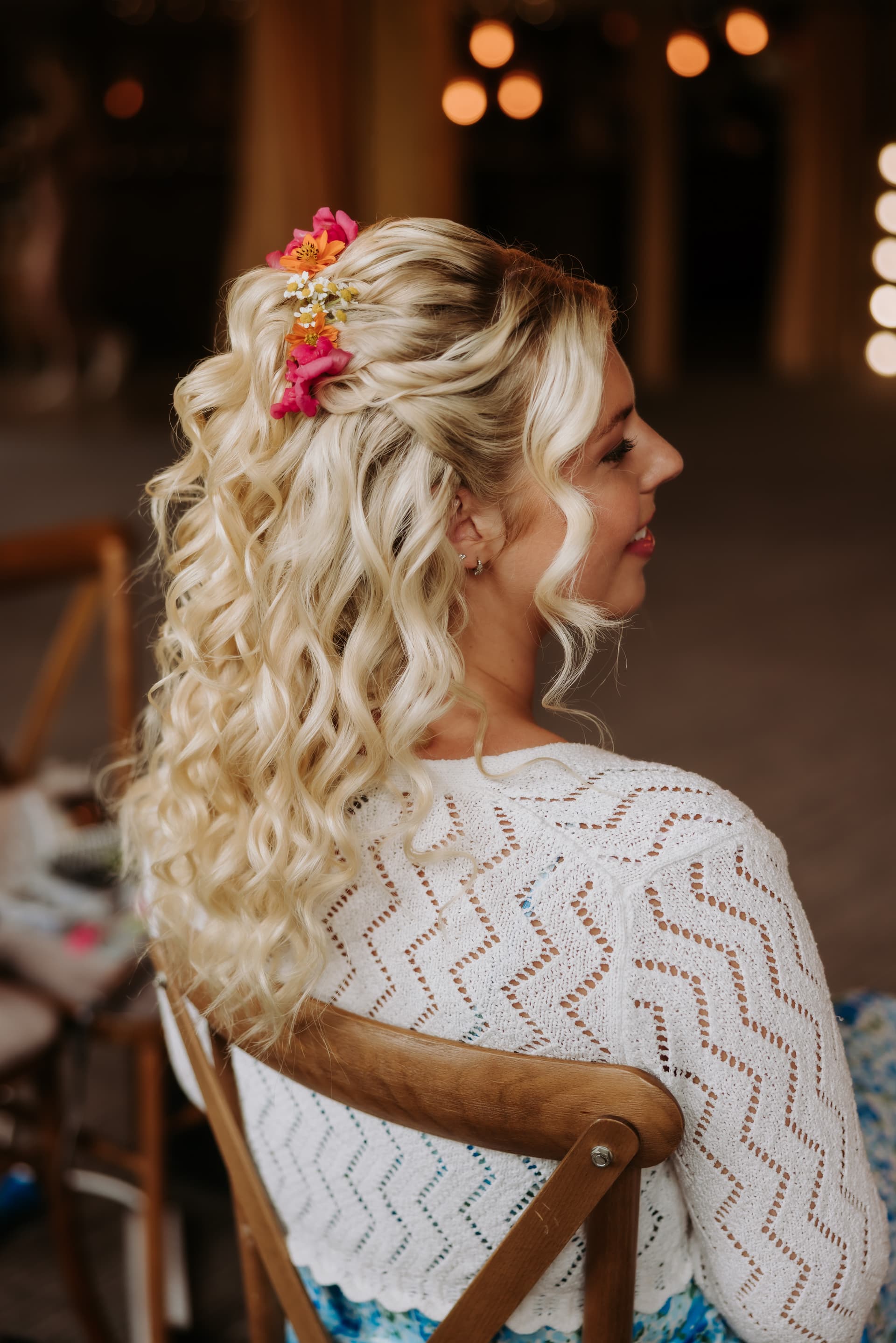 Bridal hair in the morning light